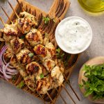 Greek chicken souvlaki with tzatziki