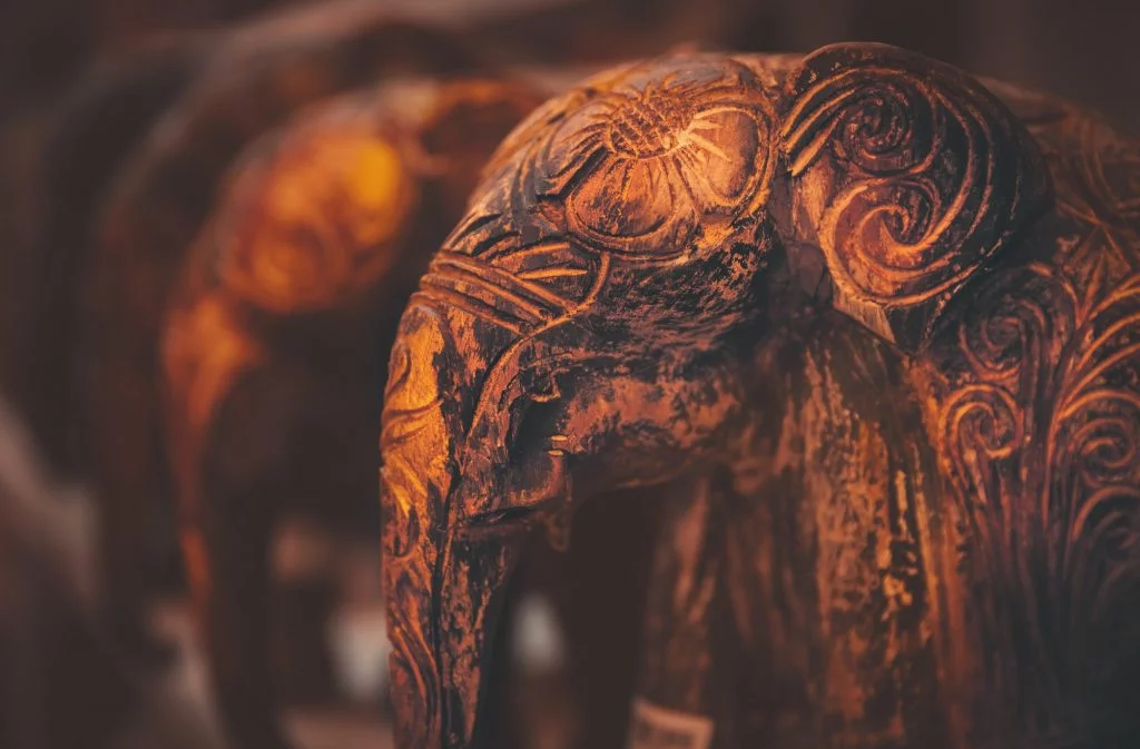 Beautiful wooden elephants