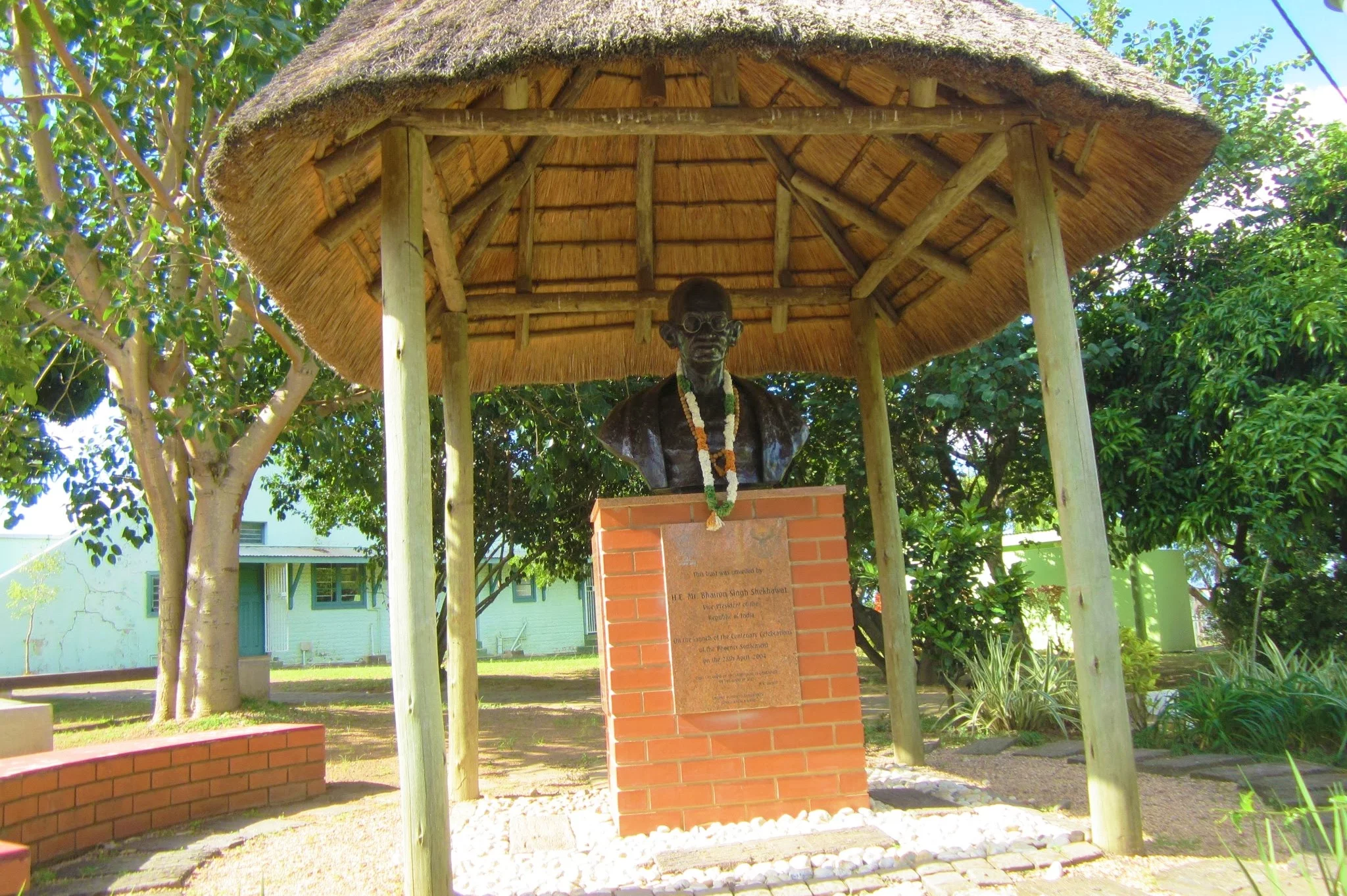 Mahatma Gandhi House in Durban, South Africa showing his bust, A popular Durban tourist attraction featured on the Lovedurban website